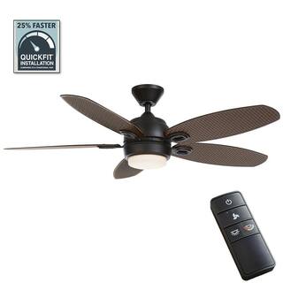Home Decorators Collection Daniel Island 52 in. White Color Changing Integrated LED Outdoor Matte Black Ceiling Fan with Light Kit and Remote 52179