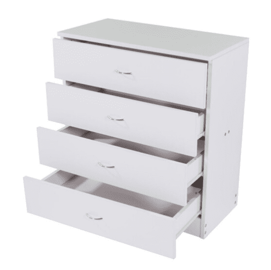 UBesGoo 4-Drawer Dresser Pure White with Metal Handles Bedside Night Stand Bedroom Best Furniture