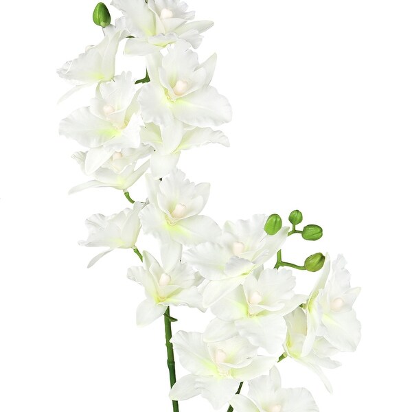 Set of 2 Cream White Artificial Cattleya Orchid Flower Stem Spray 35in