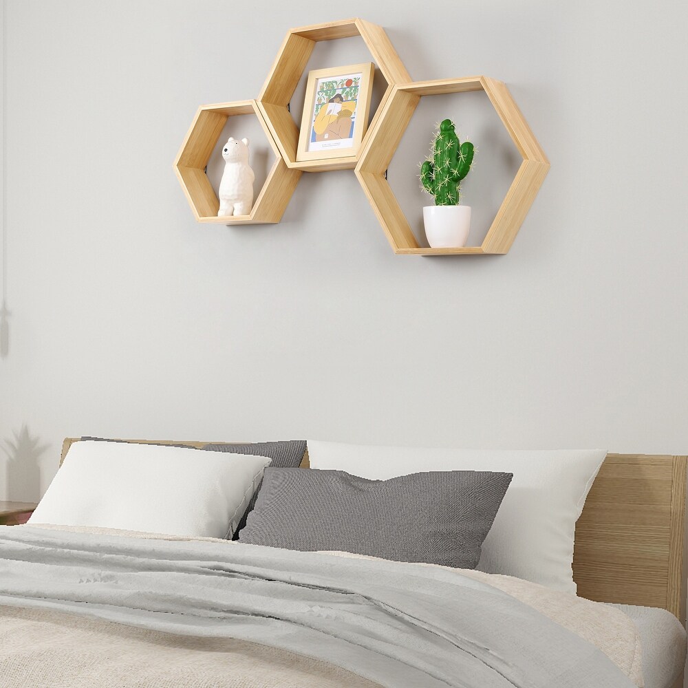 Wall Mounted Hexagon Floating Shelves