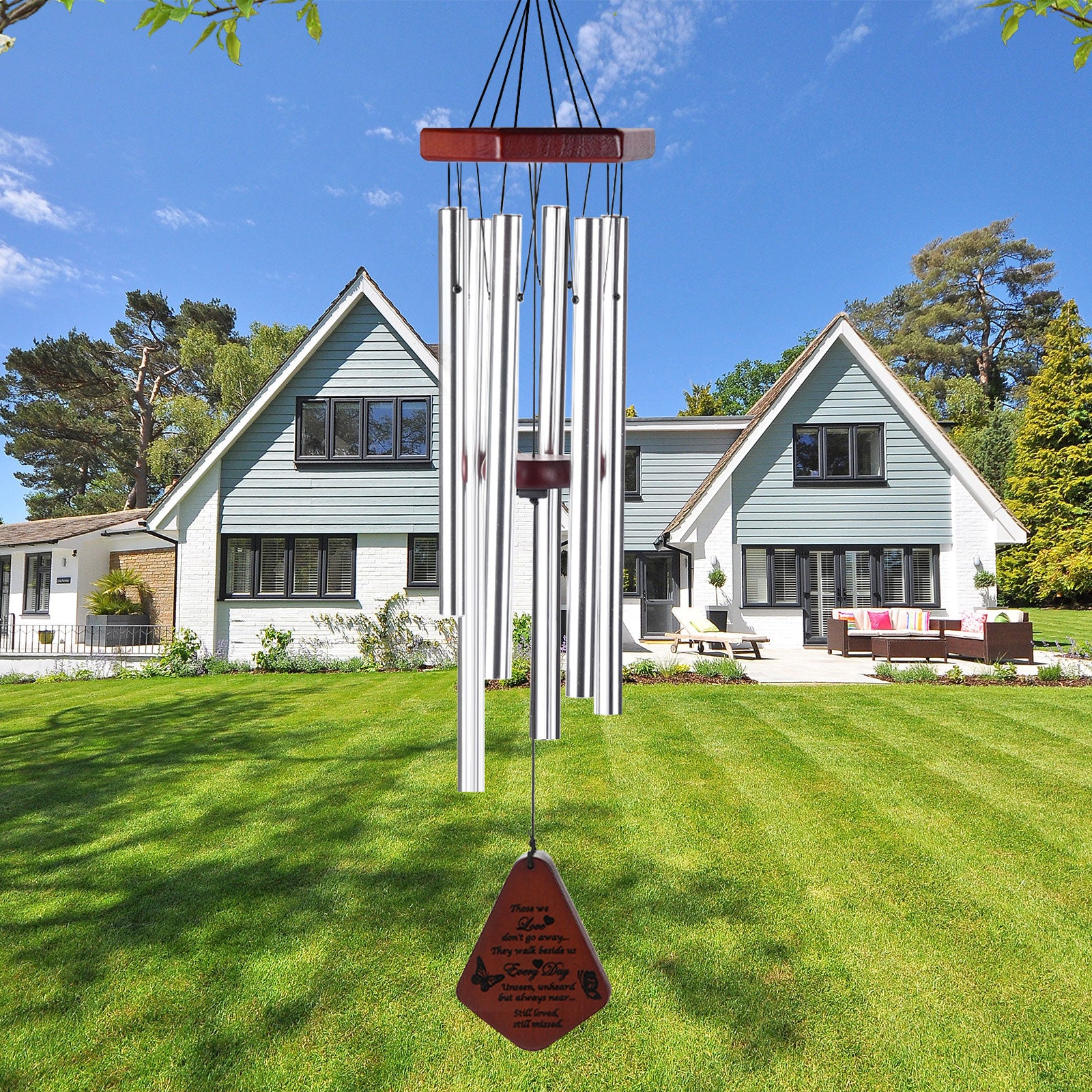 ZOMWOOA Memorial Wind Chimes Outdoor， 32 Inch Large Sympathy Wind Chimes for Loss of a Loved One， Bereavement/Memorial Gift/Sympathy Gift in Memory of Loved One Condolence Remembrance（Silver）