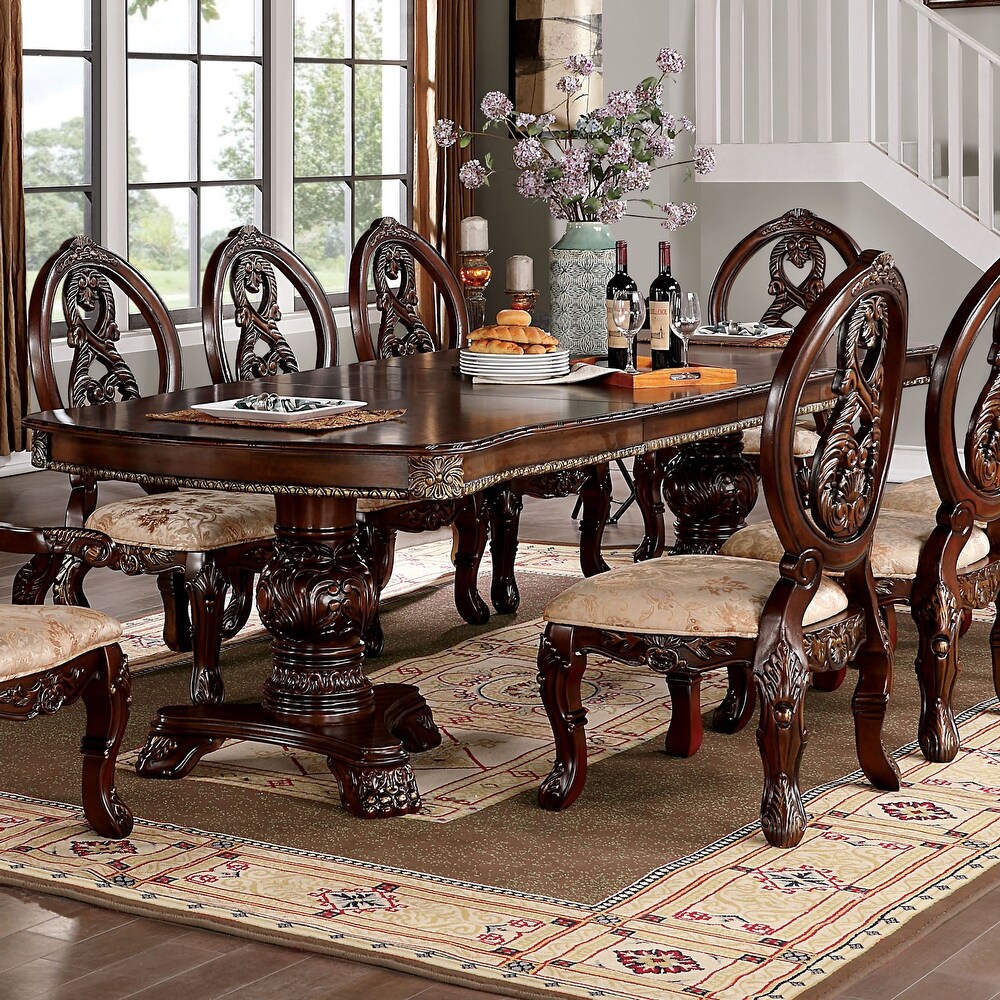 Furniture of America Abiba Traditional Brown 119 inch Expandable Table