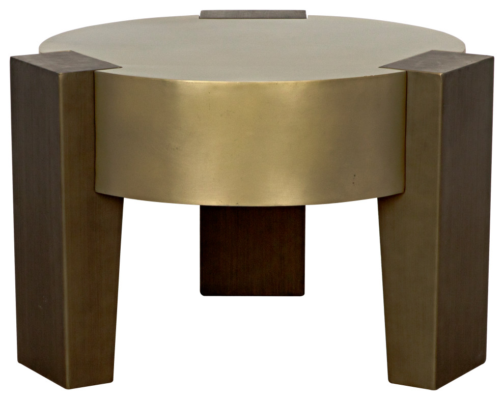 Noir Furniture Carrusel Coffee Table With Antique Brass Finish GTAB1113MBAB   Contemporary   Coffee Tables   by Noir  Houzz