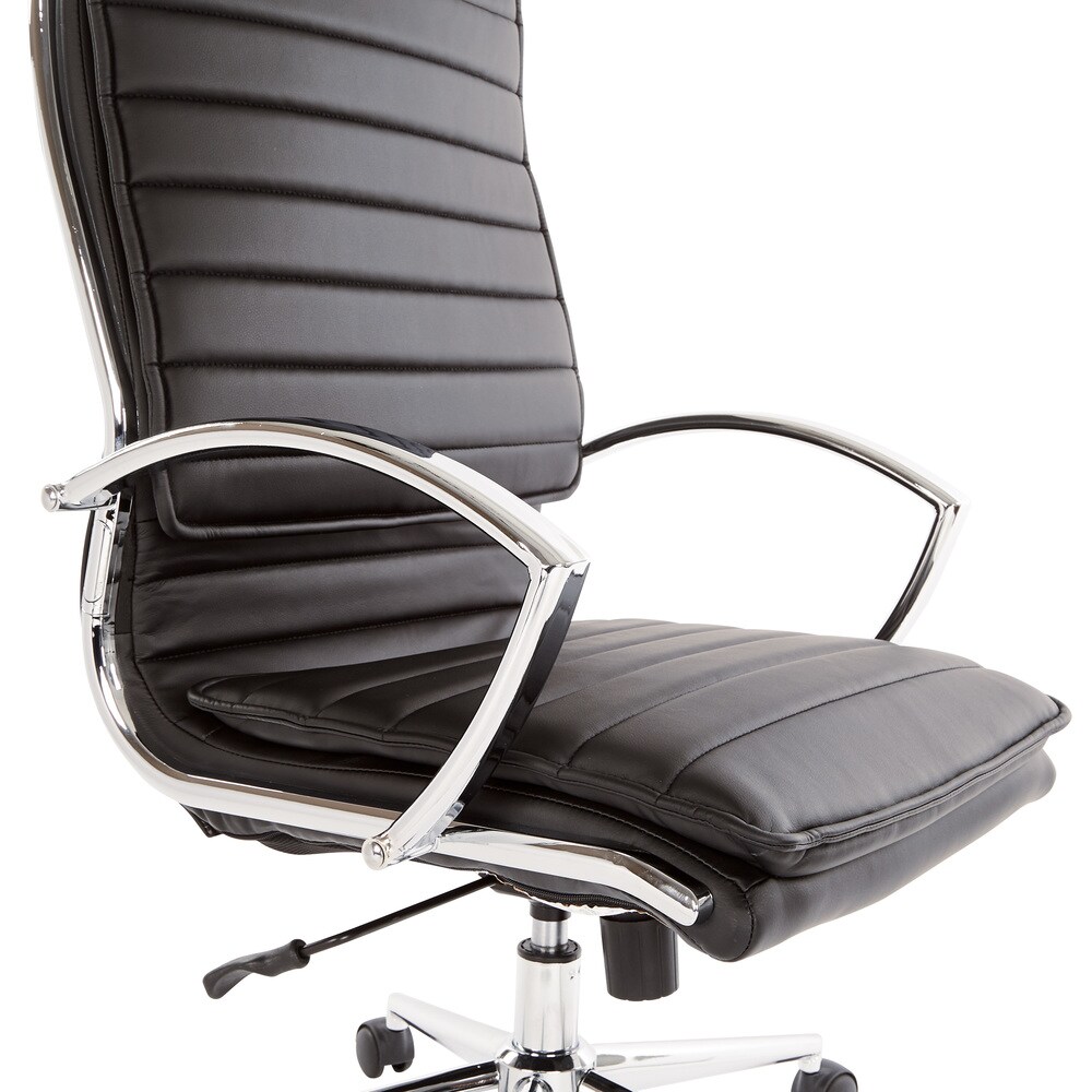 High Back Professional Managers Faux Leather Chair with Chrome Base and Removable Sleeves