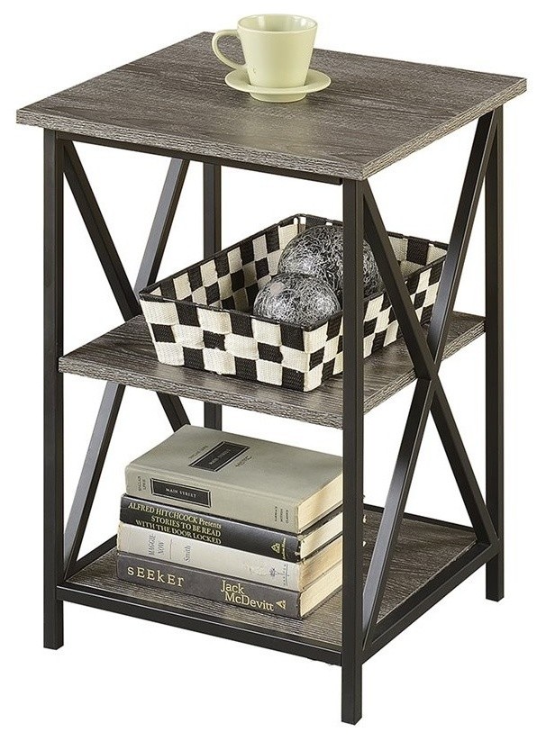 Convenience Concepts Tucson Three Tier End Table in Weathered Gray Wood Finish   Industrial   Side Tables And End Tables   by ShopFreely  Houzz