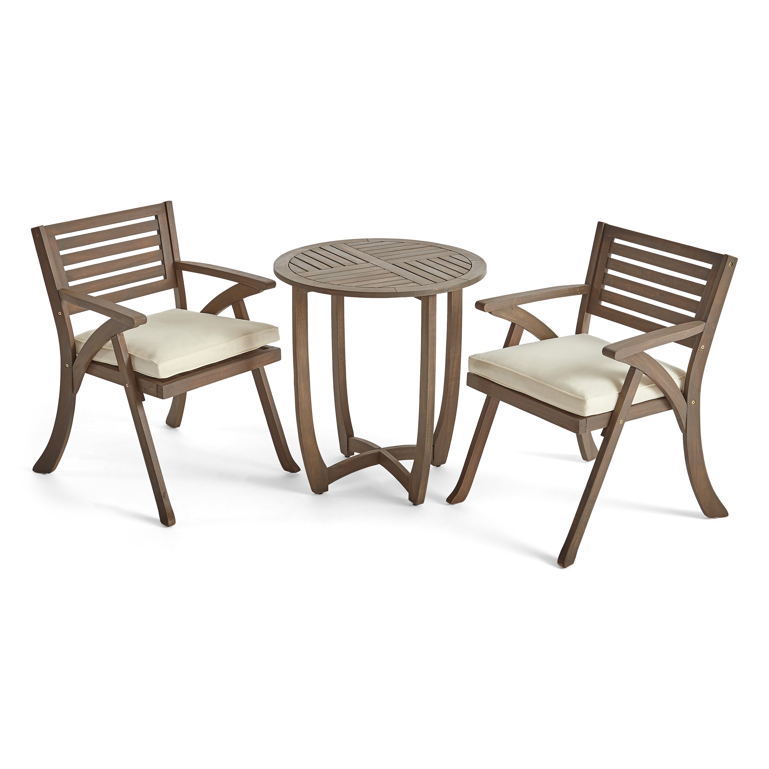 Yakub Outdoor 2-Seater Acacia Wood Bistro Set