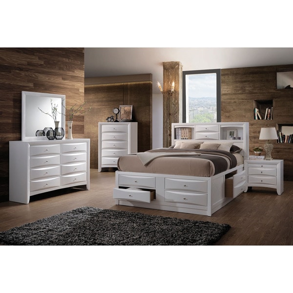 Acme Furniture Ireland 4-Piece Storage Bedroom Set， White - - 14307259