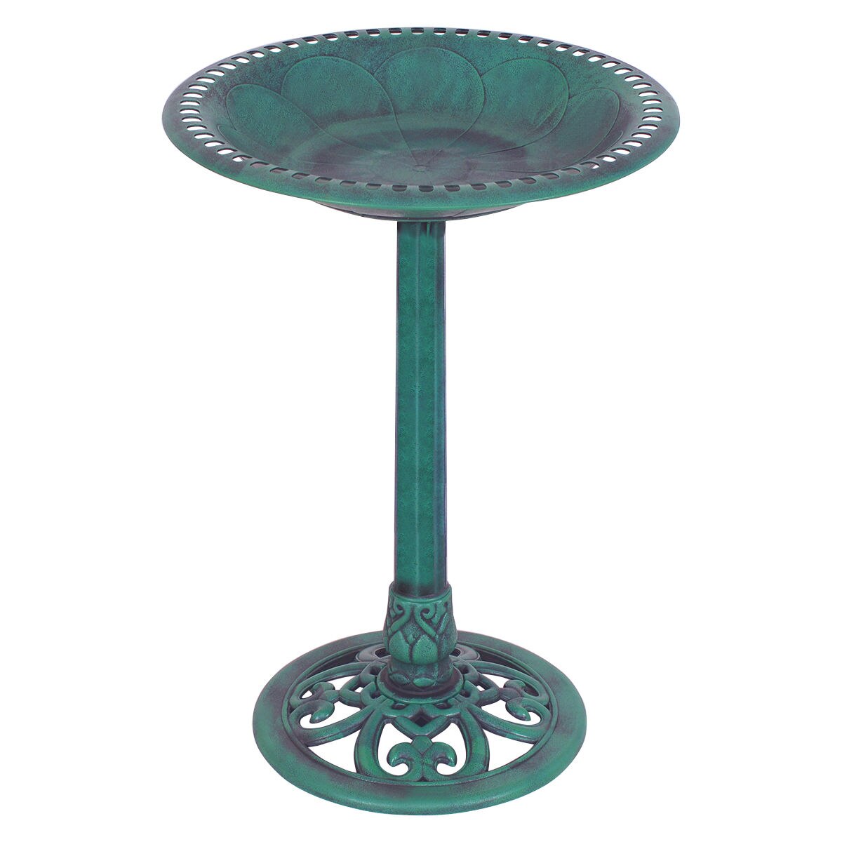 Green Pedestal Bird Bath Feeder Freestanding Outdoor Garden Yard Patio Decor