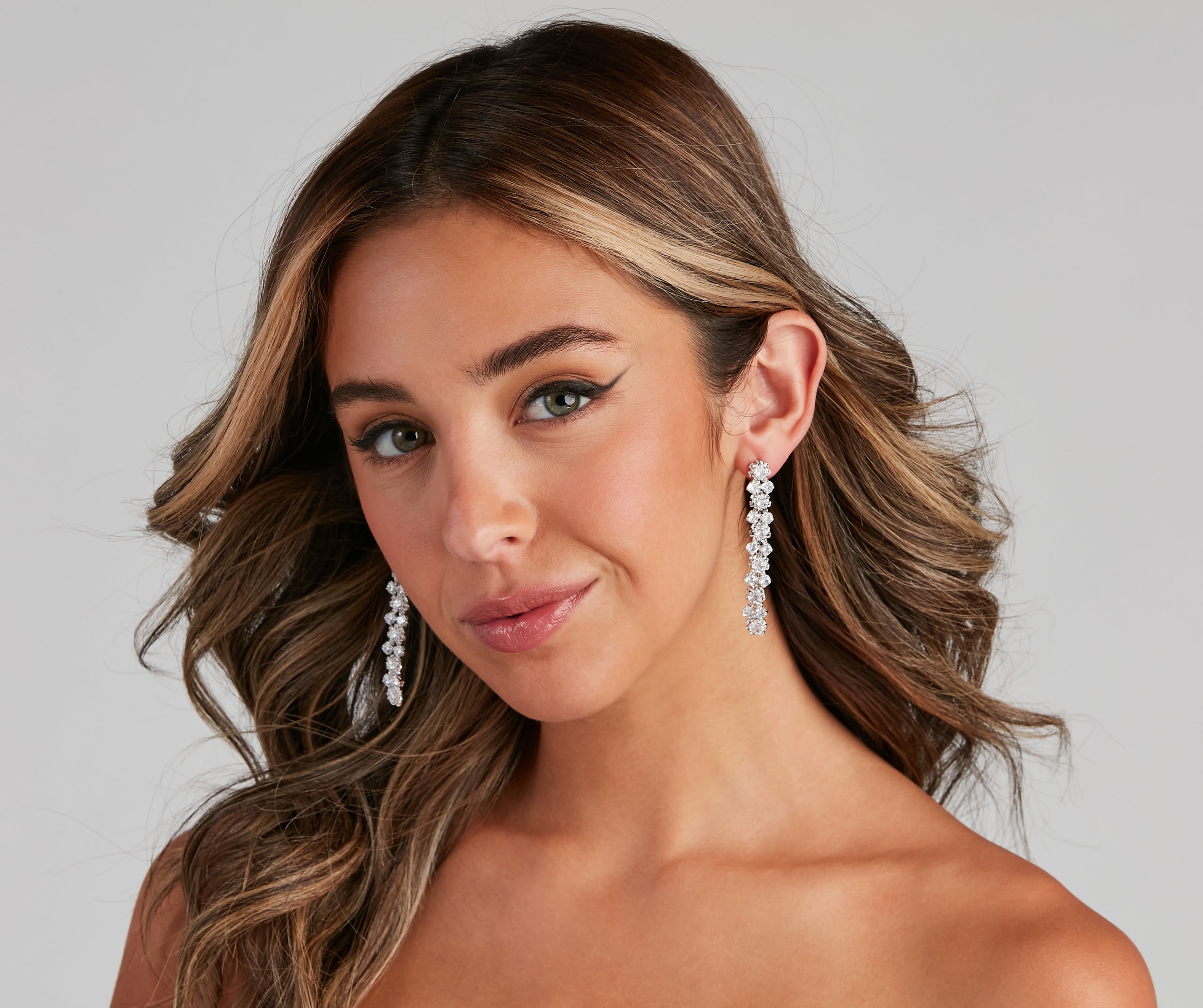 Total Beaut Rhinestone Linear Earrings