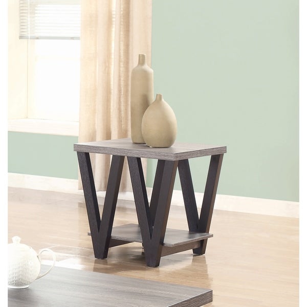 Coaster Furniture Stevens Black and Antique Grey V-shaped End Table