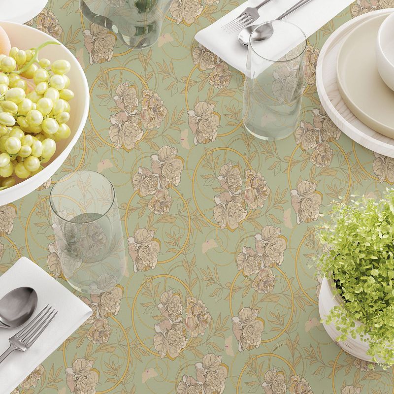 Square Tablecloth， 100% Cotton， 52x52， Floral 136