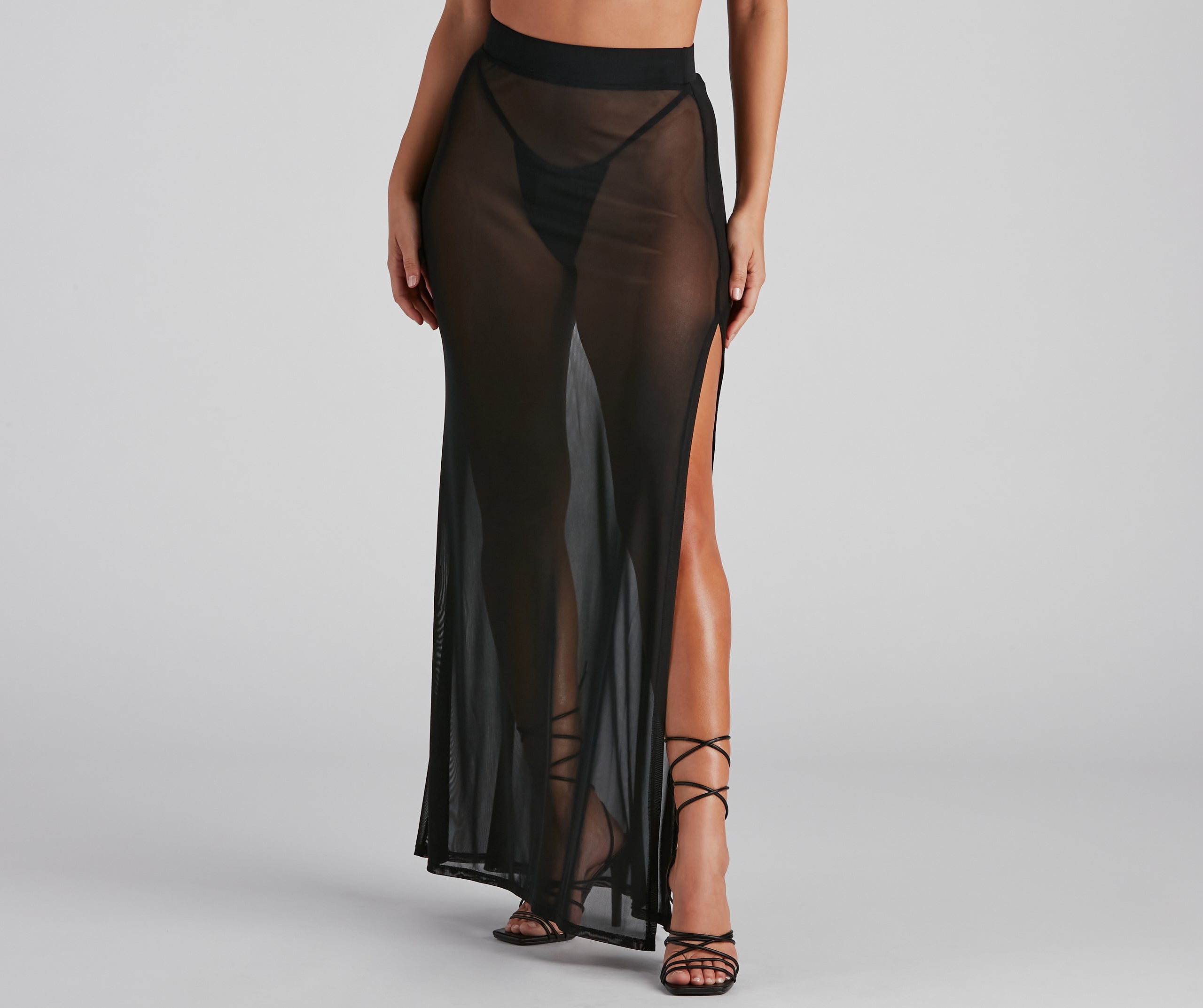 Wrap Me In Glam Mesh Maxi Skirt