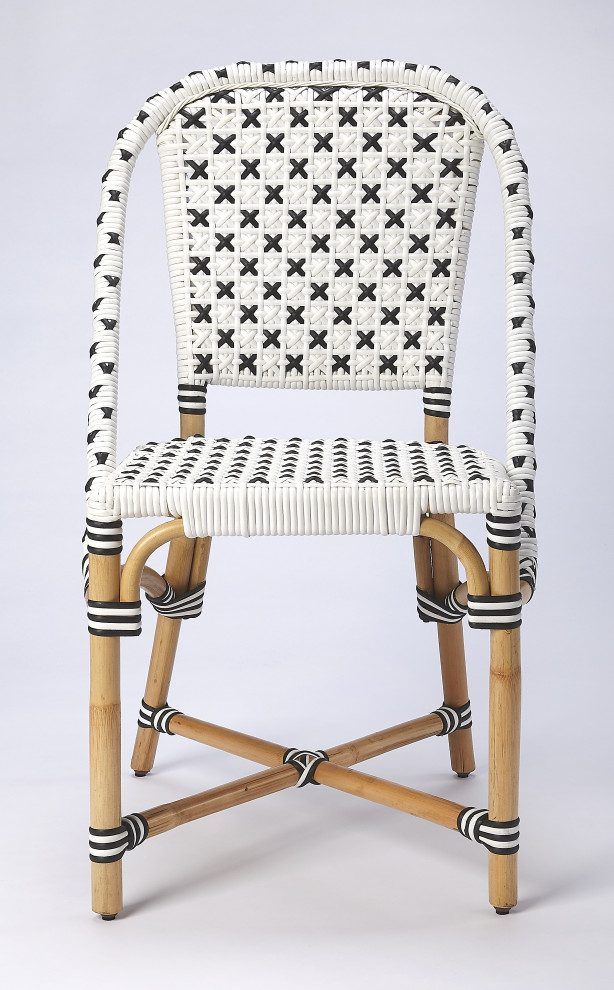 Tenor White  ampBlack Rattan Side Chair  5398295   Tropical   Dining Chairs   by PARMA HOME  Houzz