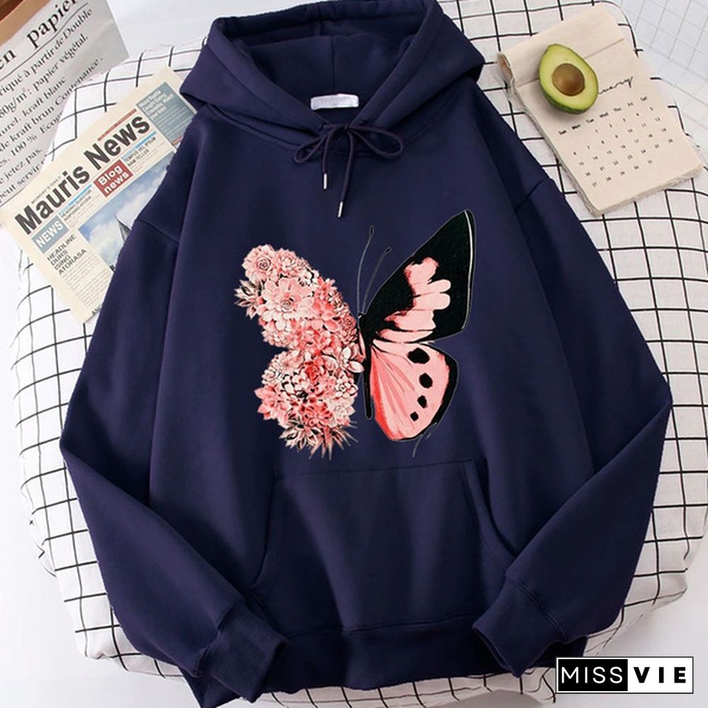 Fashion Funny Butterfly Hoodies For Women Creative Personalized Autumn Winter Sweatshirt Ladies Pullovers