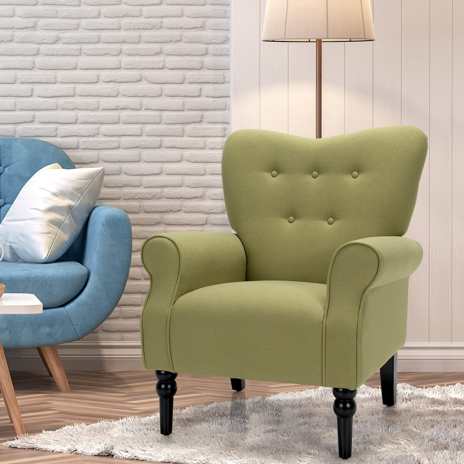 Giantex Yellow/ Avocado Green Fabric Accent Chair