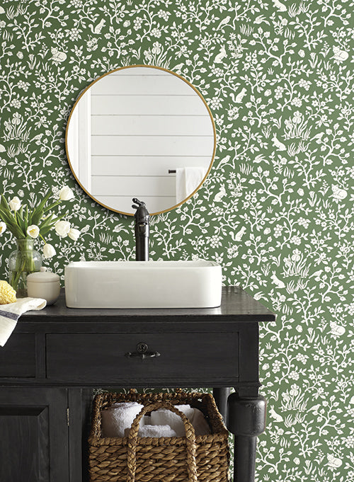 Fox & Hare Wallpaper in Navy from Magnolia Home Vol. 2