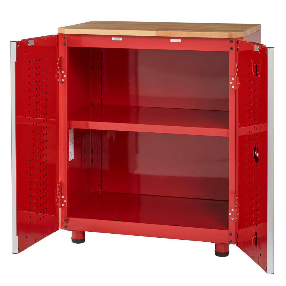 Husky G2802BR-US Ready-to-Assemble 24-Gauge Steel 2-Door Garage Base Cabinet in Red (28 in. W x 32 in. H x 18 in. D)