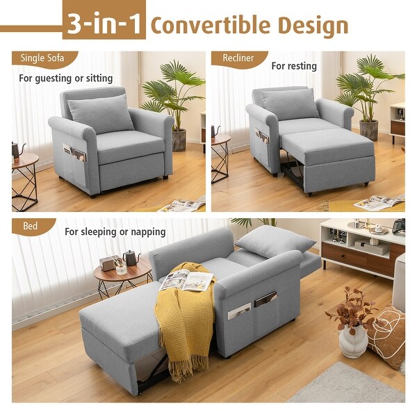 3 in 1 Convertible Sofa Bed Pull out Adjustable Reclining Sofa Chair