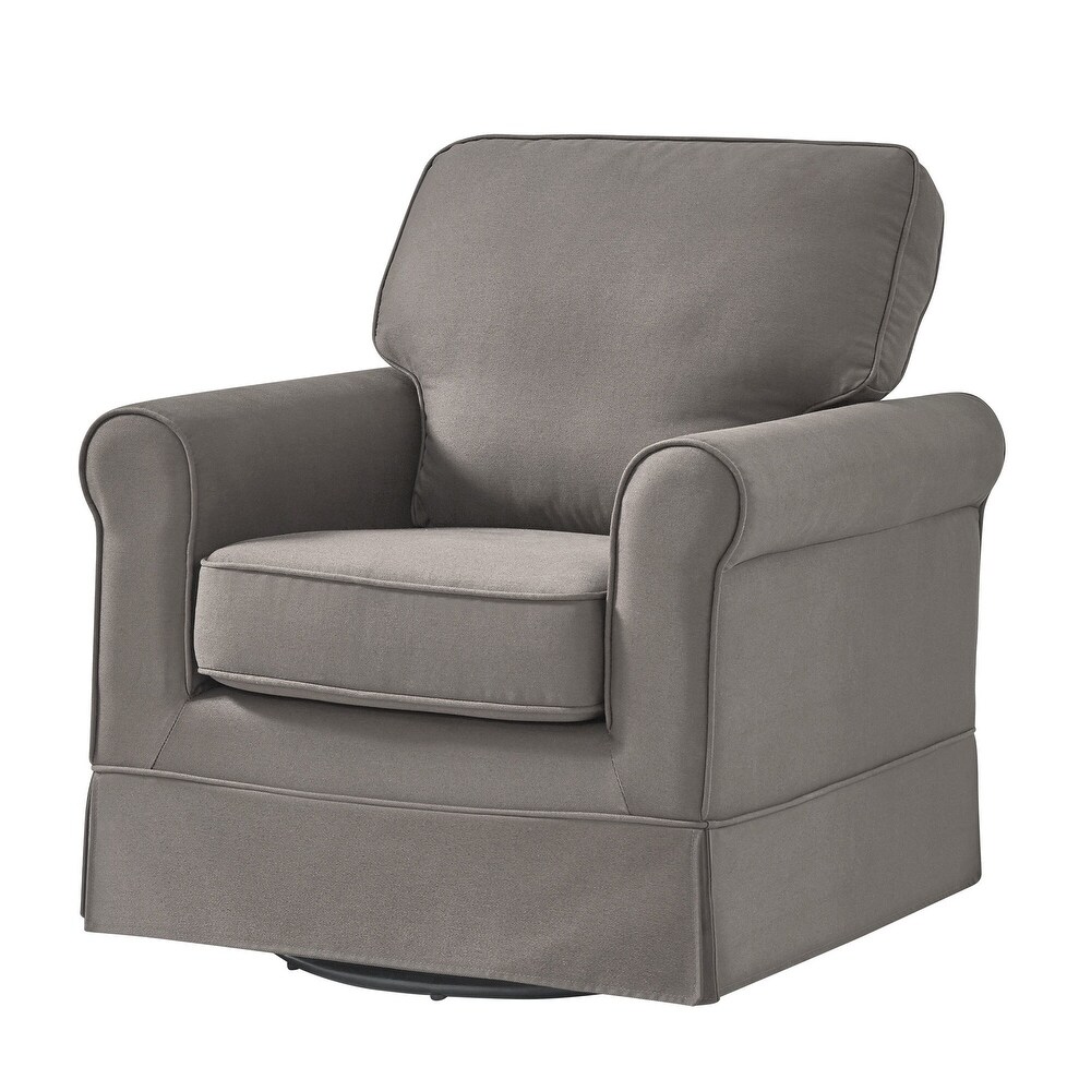 Fallon Rolled Arm Cotton Fabric Swivel Chair by iNSPIRE Q Classic