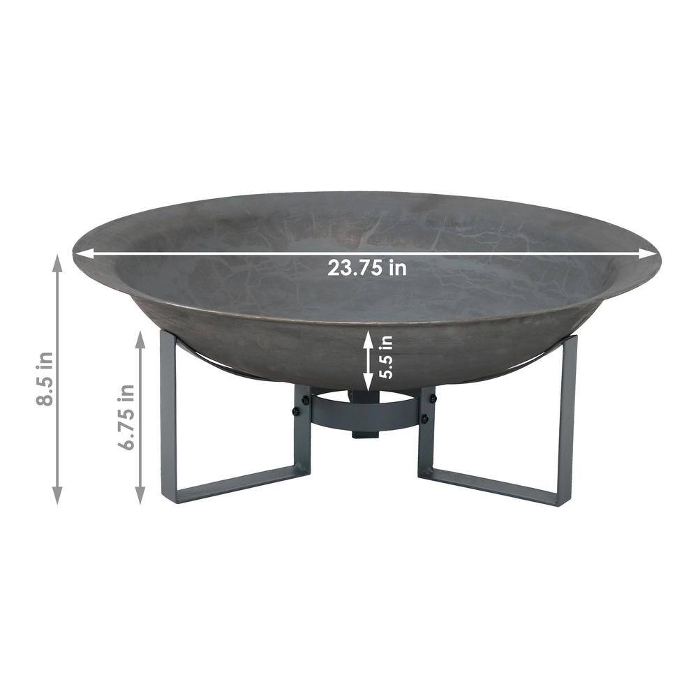 Sunnydaze Decor 23 in. x 8.5 in. Round Cast Iron Wood Modern Outdoor Fire Pit Bowl in Gray with Stand RCM-LG526