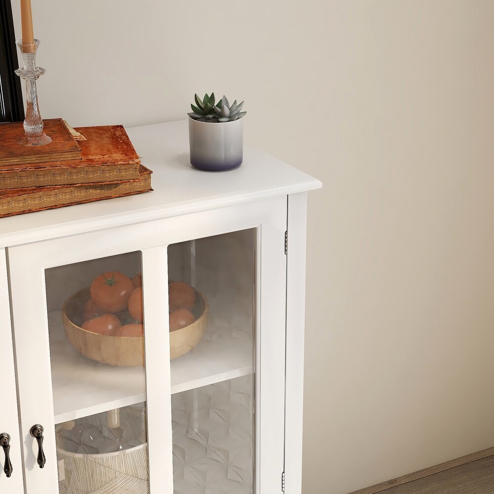 Modern Kitchen Buffet Sideboard Storage Cabinet with Glass Doors and Drawers