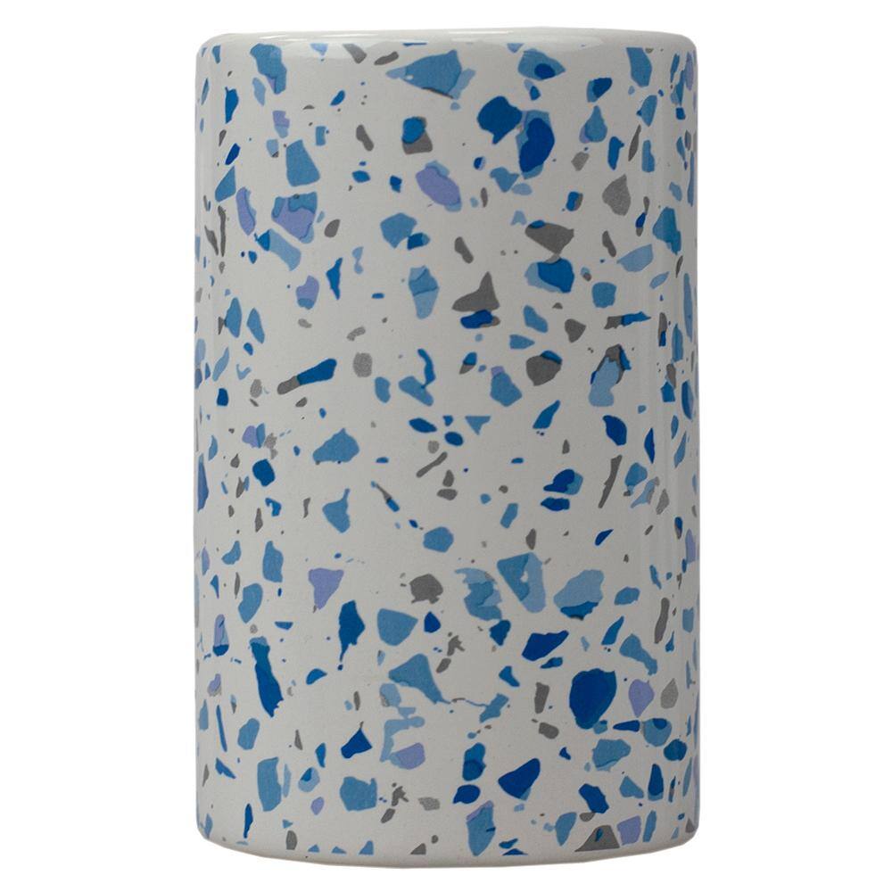 Home Basics Trendy Terrazzo 4-Piece Ceramic Bath Accessory Set in Blue HDC65630