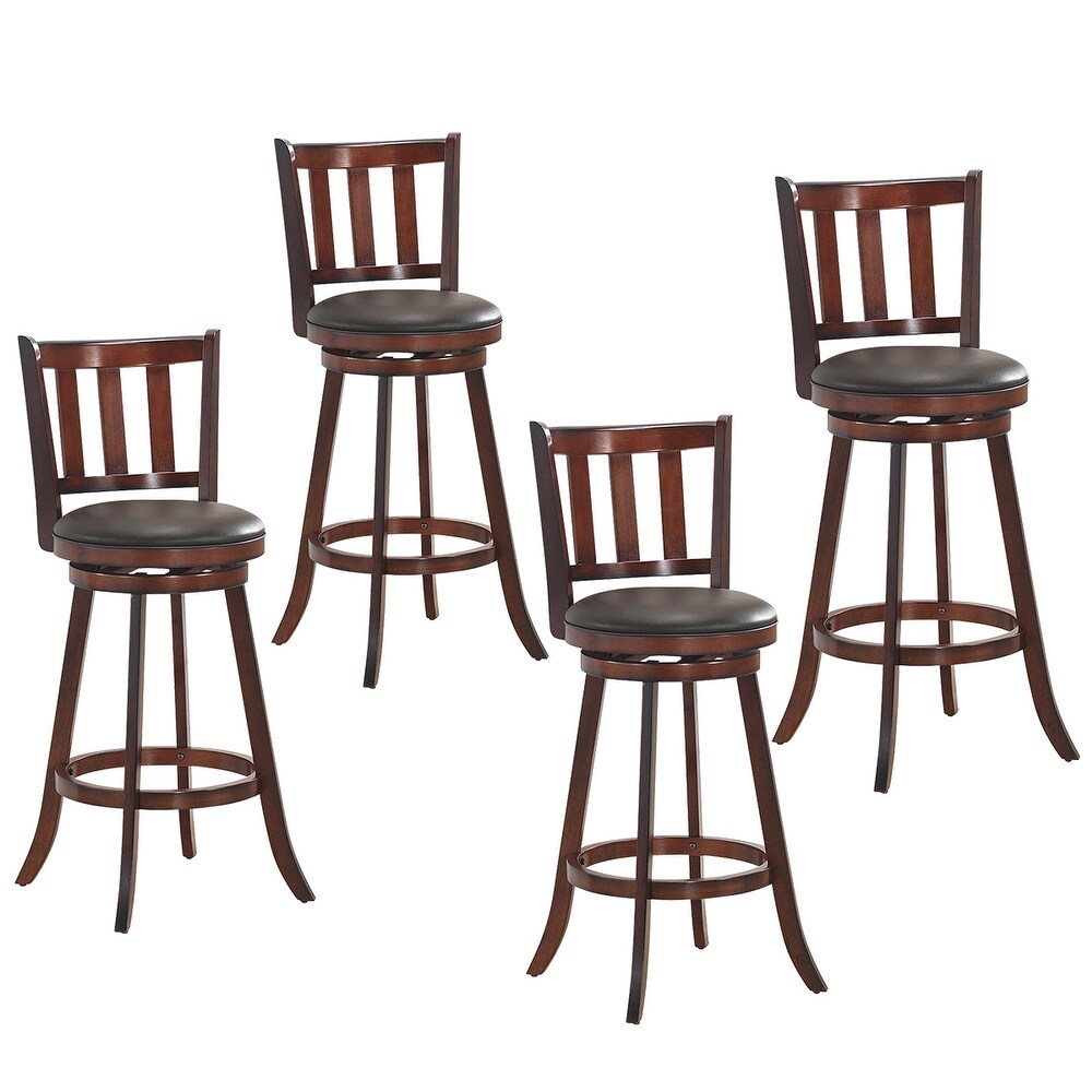 Costway Set of 4 29.5'' Swivel Bar stool Leather Padded Dining Kitchen