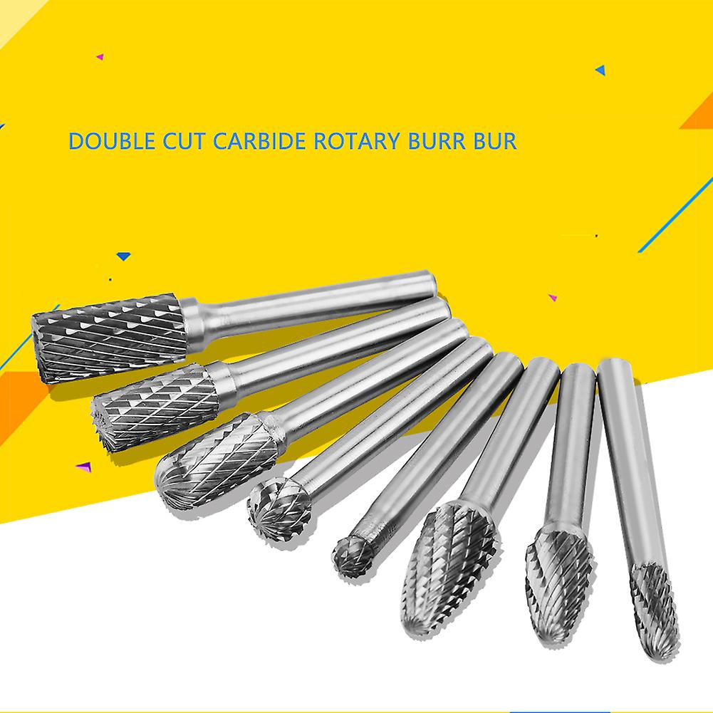 8pcs Double Cut Tungsten Steel Carbide Rotary Burr Die Grinder Bit Tool Set