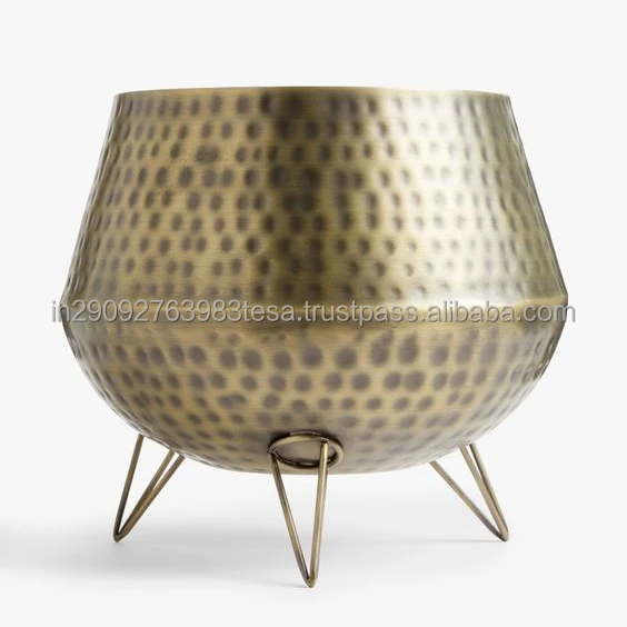 Decorative metal indoor planter