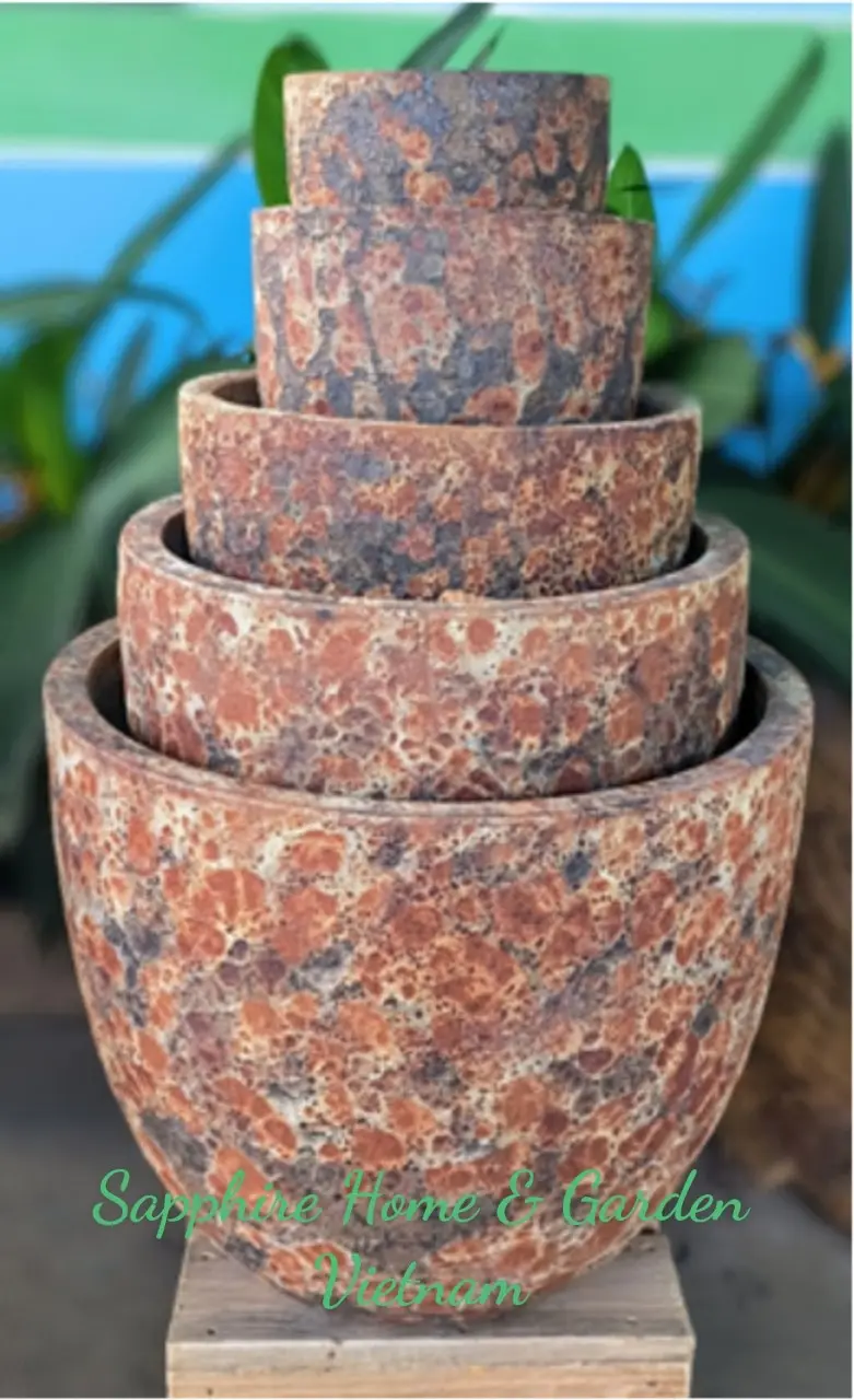 Antique Ceramic Pots for plants Glazed coated Vietnamse pots modern style Atlantis finishing wholesale pottery pots