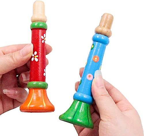 3pcs Wood Musical Instrument Toys Small Buglet Wooden Vertical Whistle Small Speakers Trumpet Toy Children Toy(random)