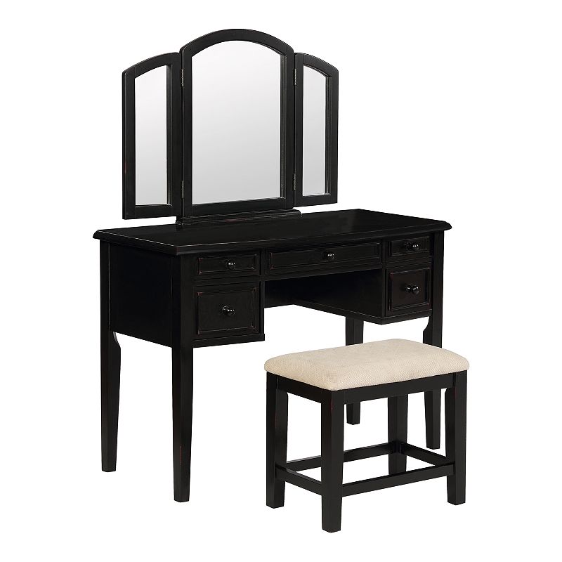 Linon Vanity， Mirror and Bench 3-piece Set