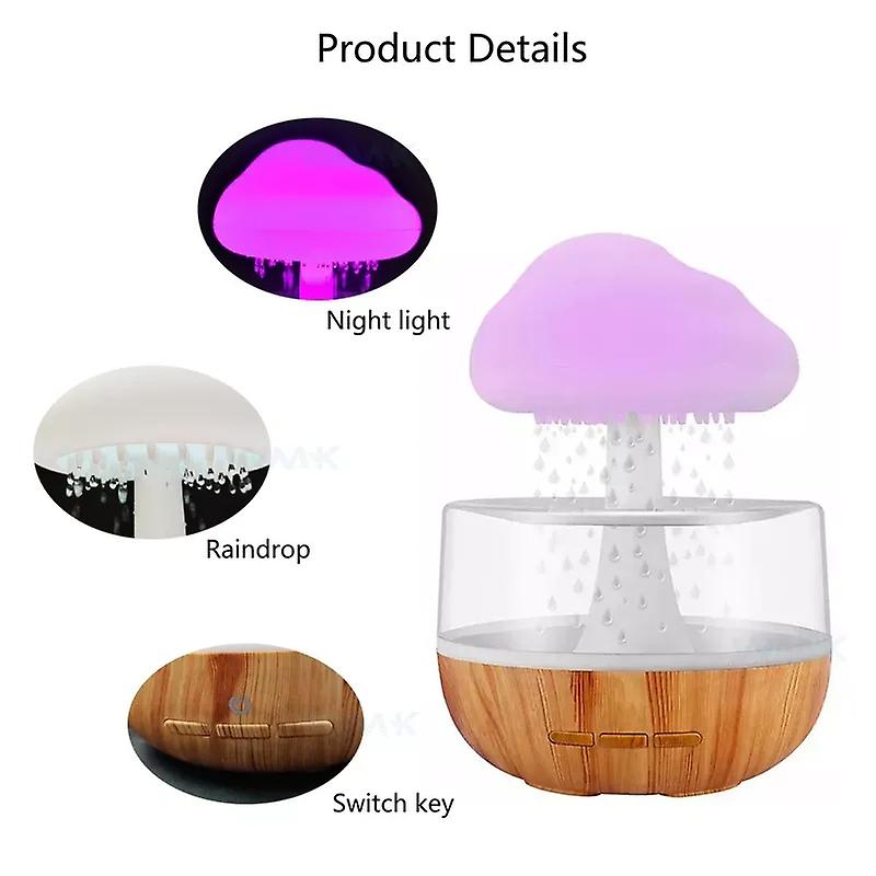 Cloud And Raindrop Humidifier Colorful Mushroom Rain Forest Aromatherapy Machine Household Rain Cloud Landscape Led Table Lamp