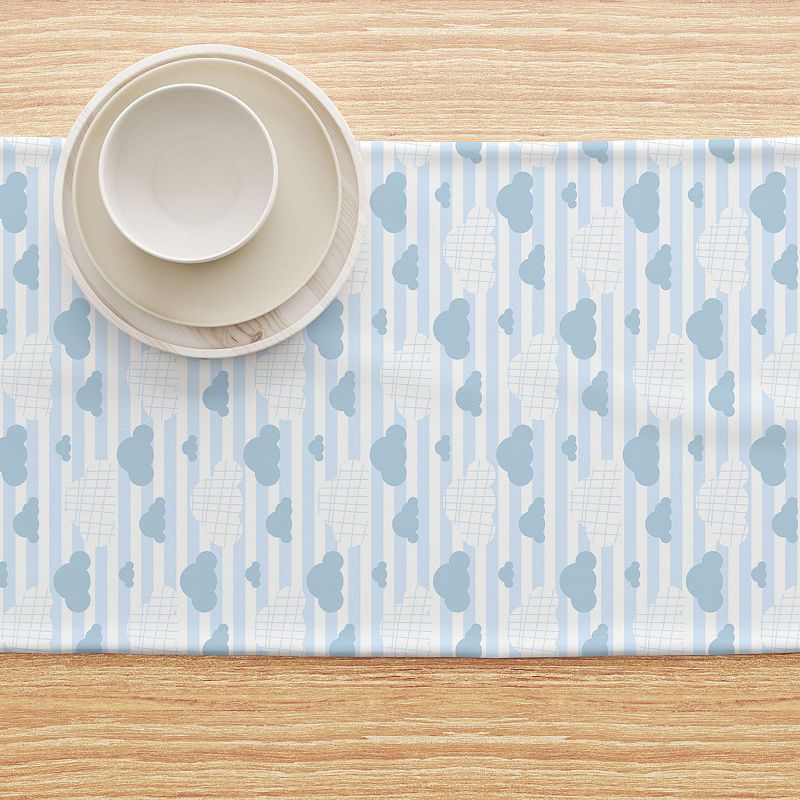 Table Runner， 100% Cotton， 16x72， Blue Clouds and Stripes