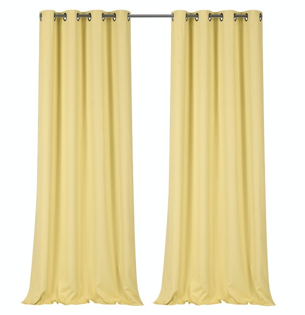 Kate Aurora 100 Hotel Thermal Blackout Yellow Grommet Top Curtain Panels