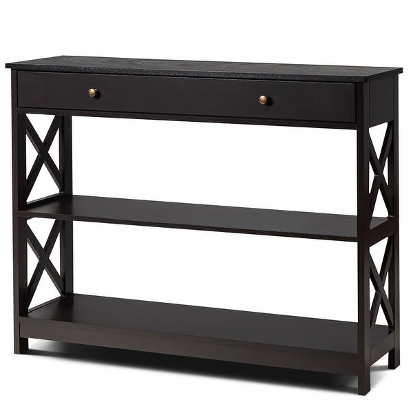 3-Tier Console Table X-Design Entryway Table with Drawer