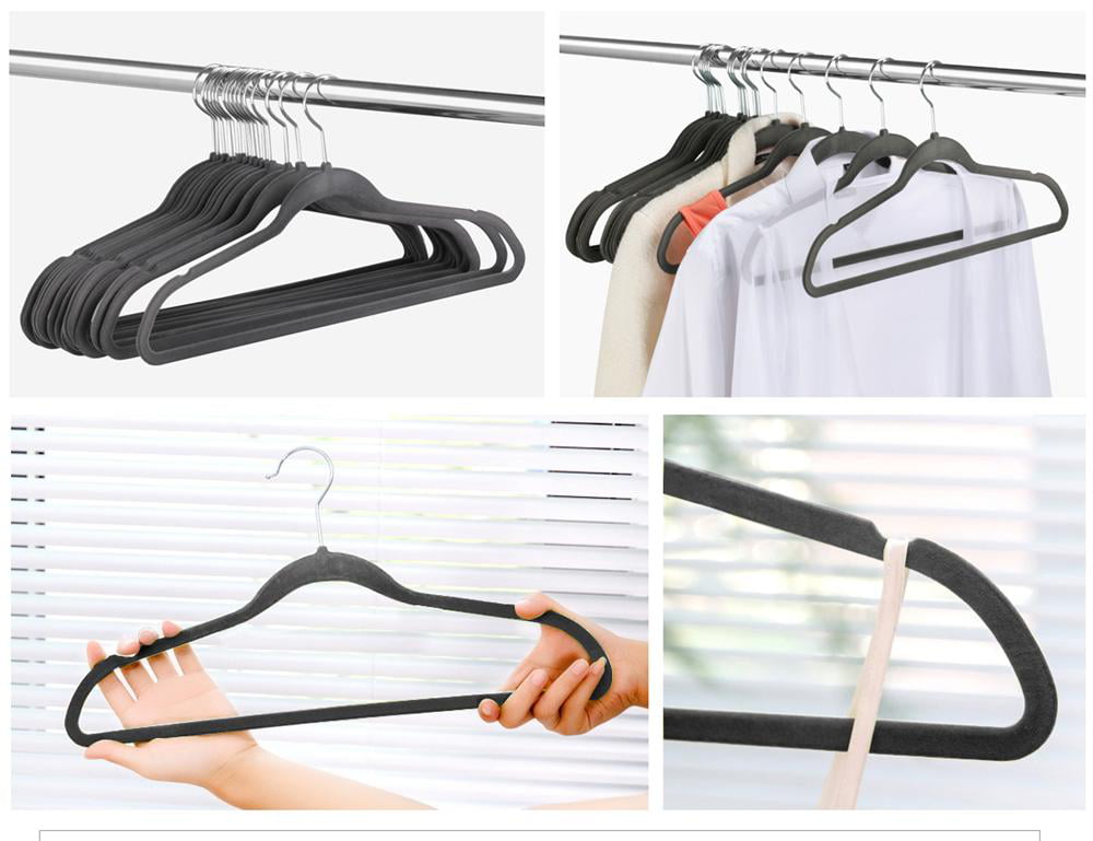 Smilemart Non-Slip Velvet Hangers, 100 Pieces, Gray