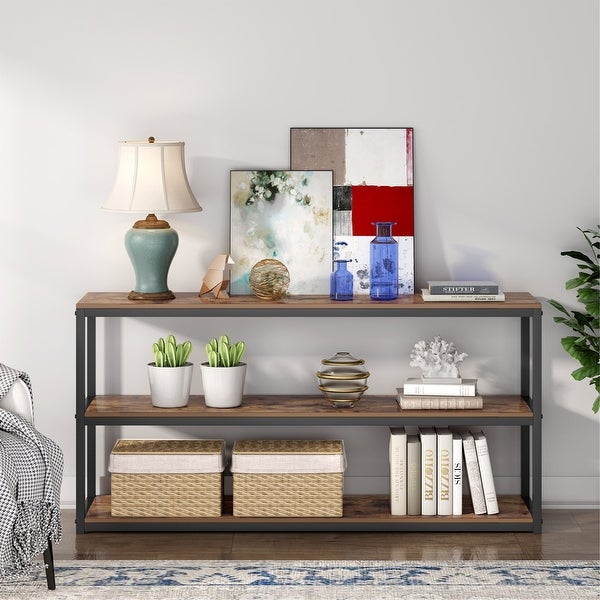 3-Tier Sofa Console Table， Vintage Entry Table