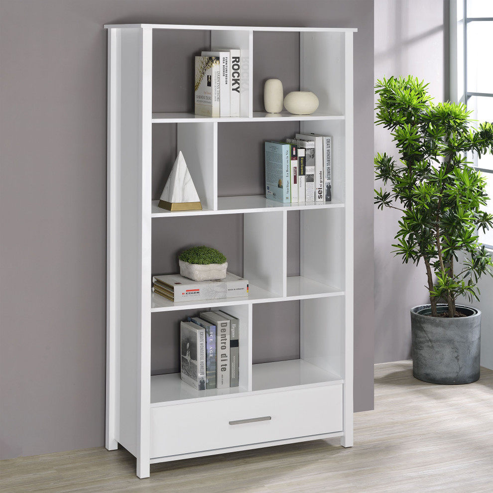 Dylan Rectangular 8 shelf Bookcase Bookcase White   Modern   Bookcases   by Modon  Houzz