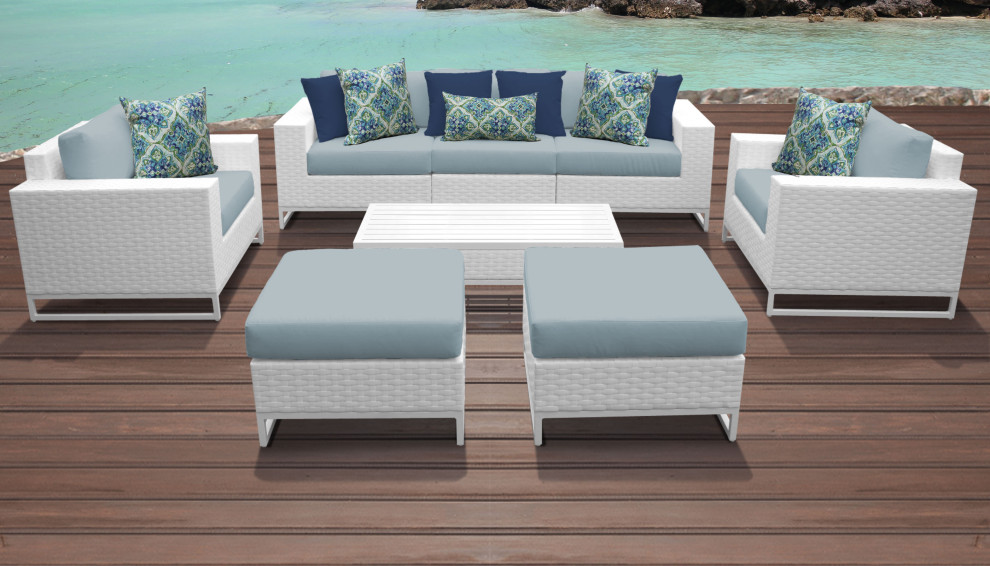 Miami 8 Piece Outdoor Wicker Patio Furniture Set 08a   Contemporary   Outdoor Lounge Sets   by TKClassics  Houzz