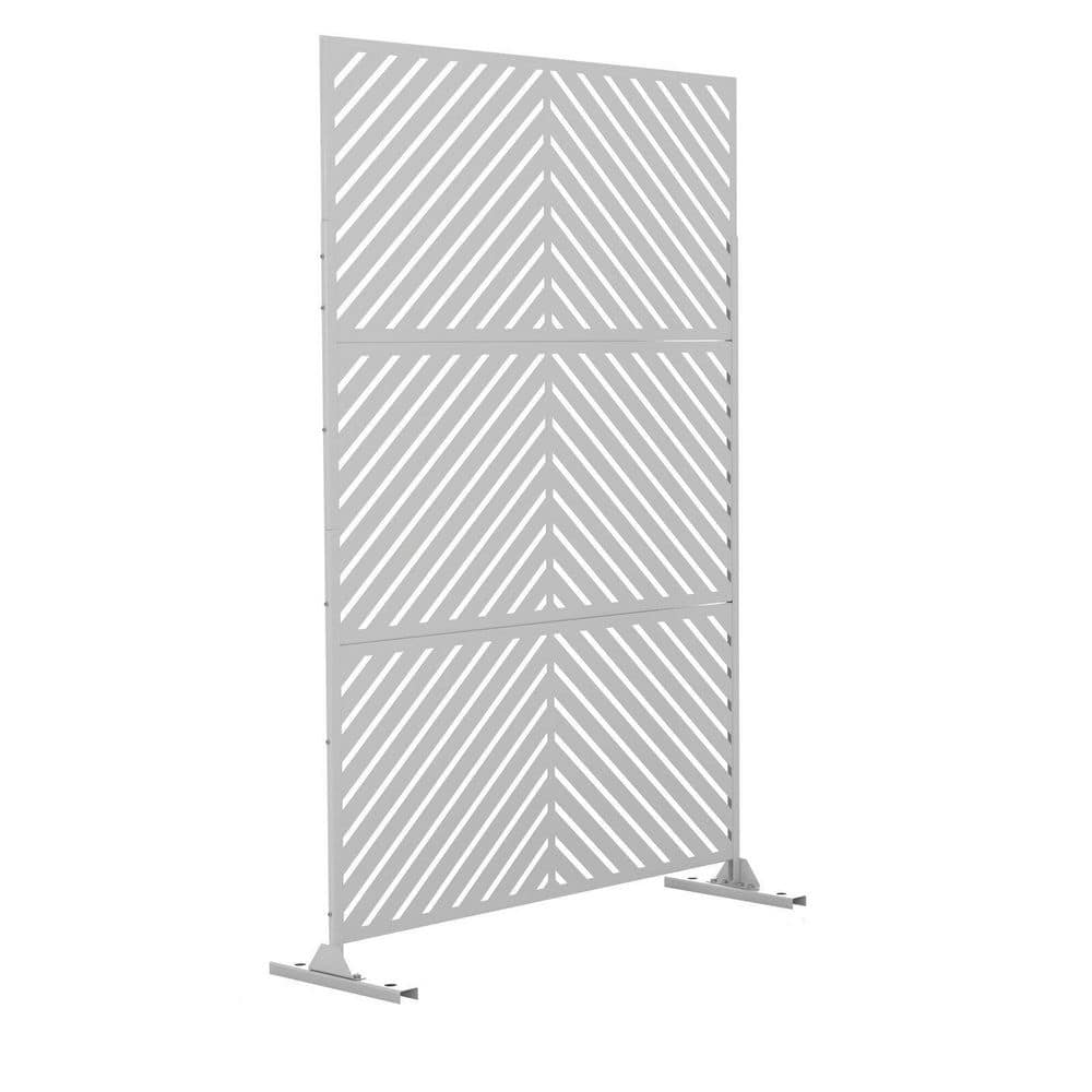 Tidoin 6.33 ft. H x 3.93 ft. W White Laser Cut Privacy Mesh Screening Garden Metal Fence Panel Neut-YDD0-MKG