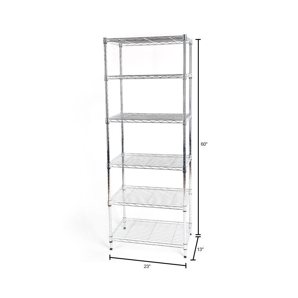 HDX 6-Tier Steel Wire Shelving Unit in Chrome (24 in. W x 60 in. H x 14 in. D) HD142460-6MCPS