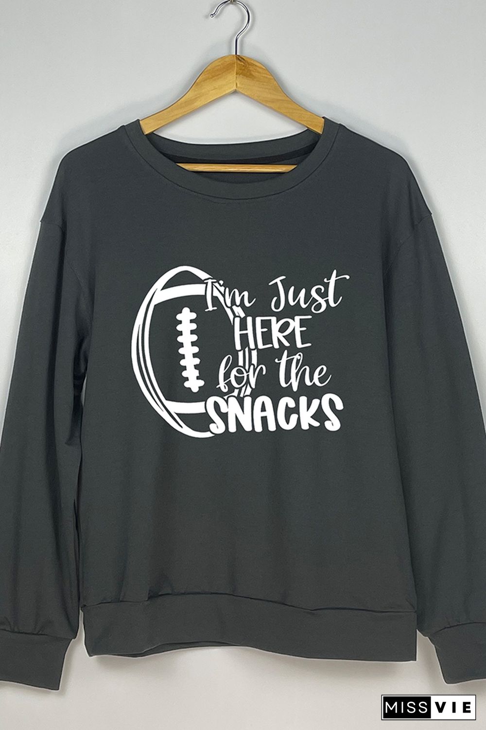 I'm Just Here For Snacks Print Pullover Sweatshirt Wholesale