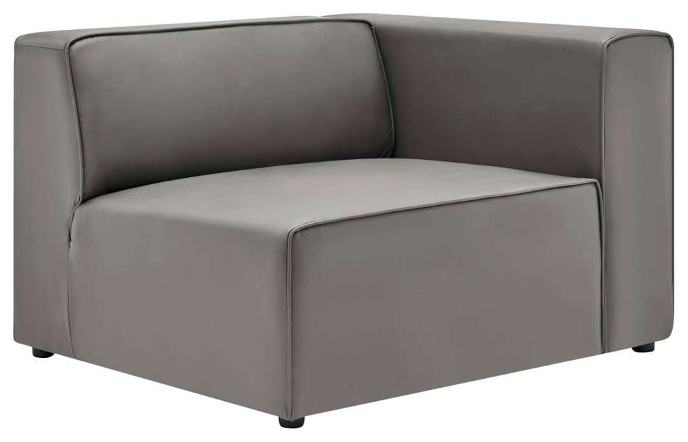 Sectional Sofa Set  Faux Vegan Leather  Gray  Modern  Lounge Hospitality   Transitional   Sectional Sofas   by House Bound  Houzz