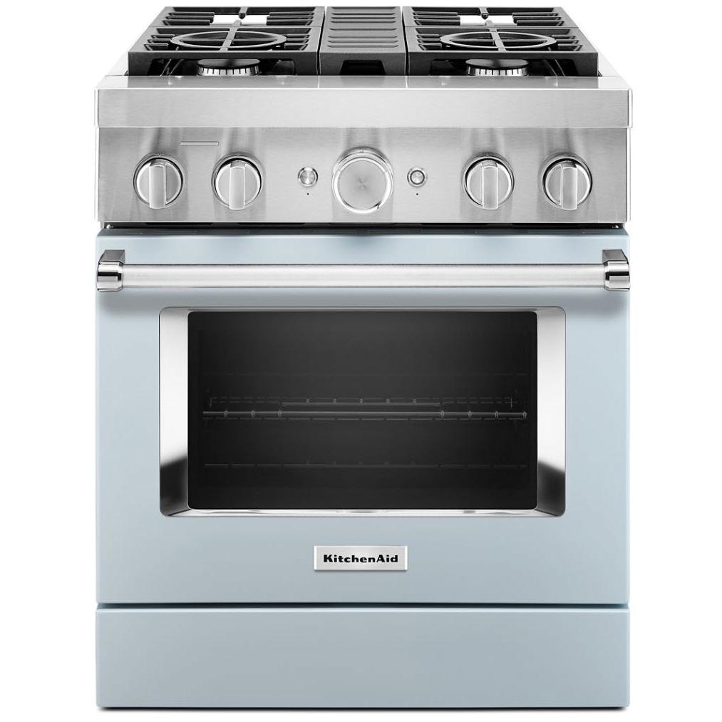 KitchenAid 30-inch Freestanding Dual Fuel Range with Even-HeatTrue Convection KFDC500JMB