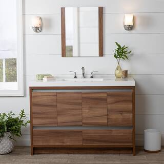 Home Decorators Collection Oakes 48.5 in. W x 18.75 in. D Bath Vanity in Caramel Mist with Cultured Marble Vanity Top in White with Integrated Sink HD2048P2O12-CM