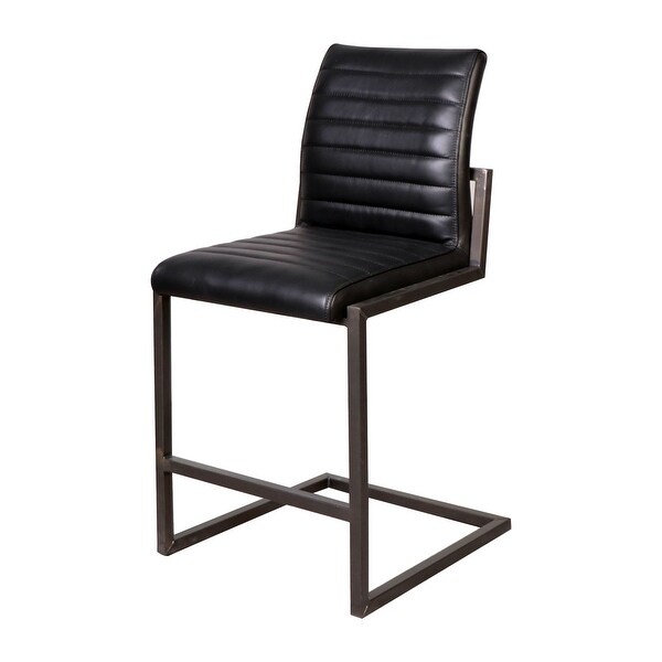 Greyson Genuine Full Grain Leather and Steel Modern Counter Stool - N/A