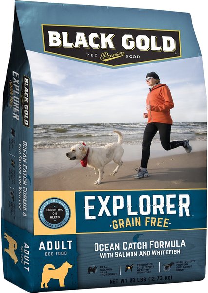 Black Gold Explorer Ocean Catch Formula with Salmon and Whitefish Grain-Free Dog Food， 28-lb bag