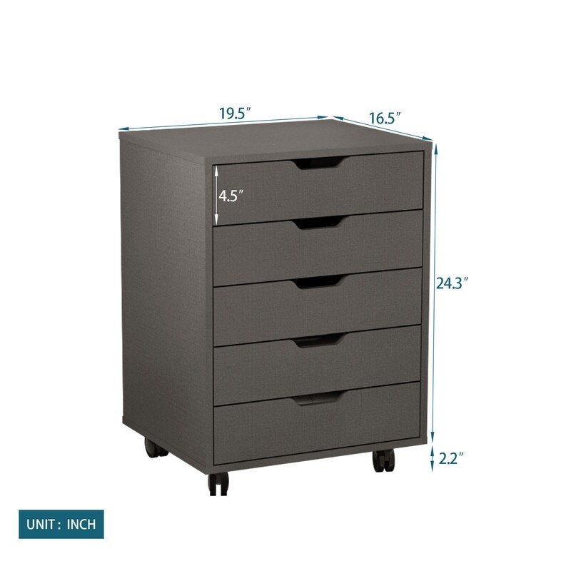 5 Drawer office file cabinet  wooden mobile file cabinet  under desk wooden storage file cabinet  rolling home locker