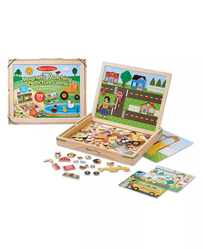 Melissa and Doug Melissa and Doug Wooden Magnetic Matching Picture Game With 119 Magnets and Scene Cards